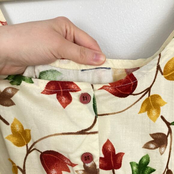 Unbranded Womens L White Autumn Floral Pocket Midi Dress Twee Romantic Feminine - Picture 3 of 8